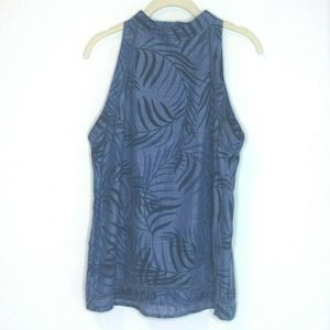 Cato Dressy Tank Racerback Blue Palms Print